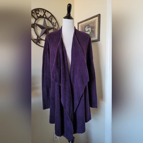 Barefoot Dreams Cozy Chic Island Calypso Cardigan Purple Open Front Size L/XL - Picture 4 of 11